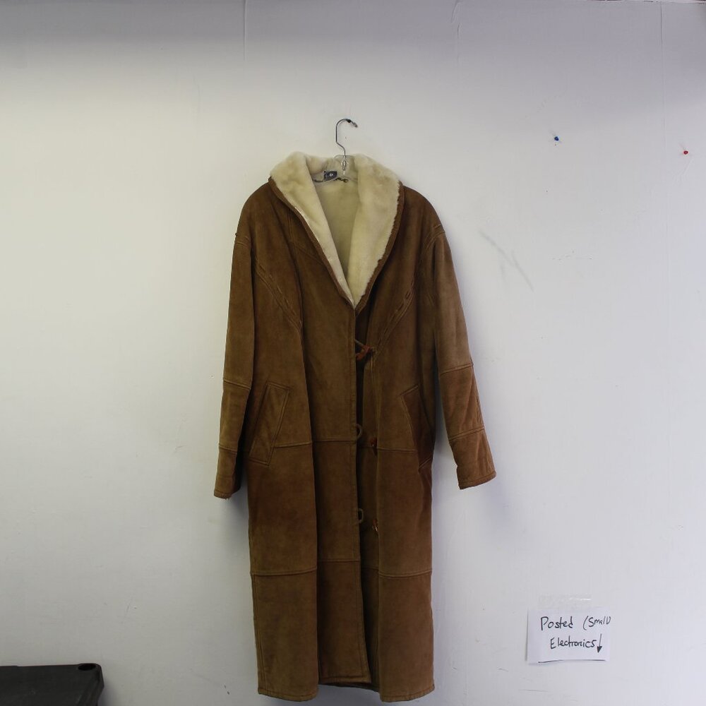 NATURAL COLOR 100% REAL SHEEPSKIN SHEARLING LEATHER COAT JACKET (Size - S)